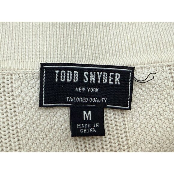Todd Snyder Mens Cream Polo Sweater Silk-Cotton Blend M Tailored Quality - Picture 4 of 6